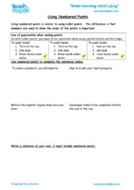 Worksheets for kids - using-numbered-points